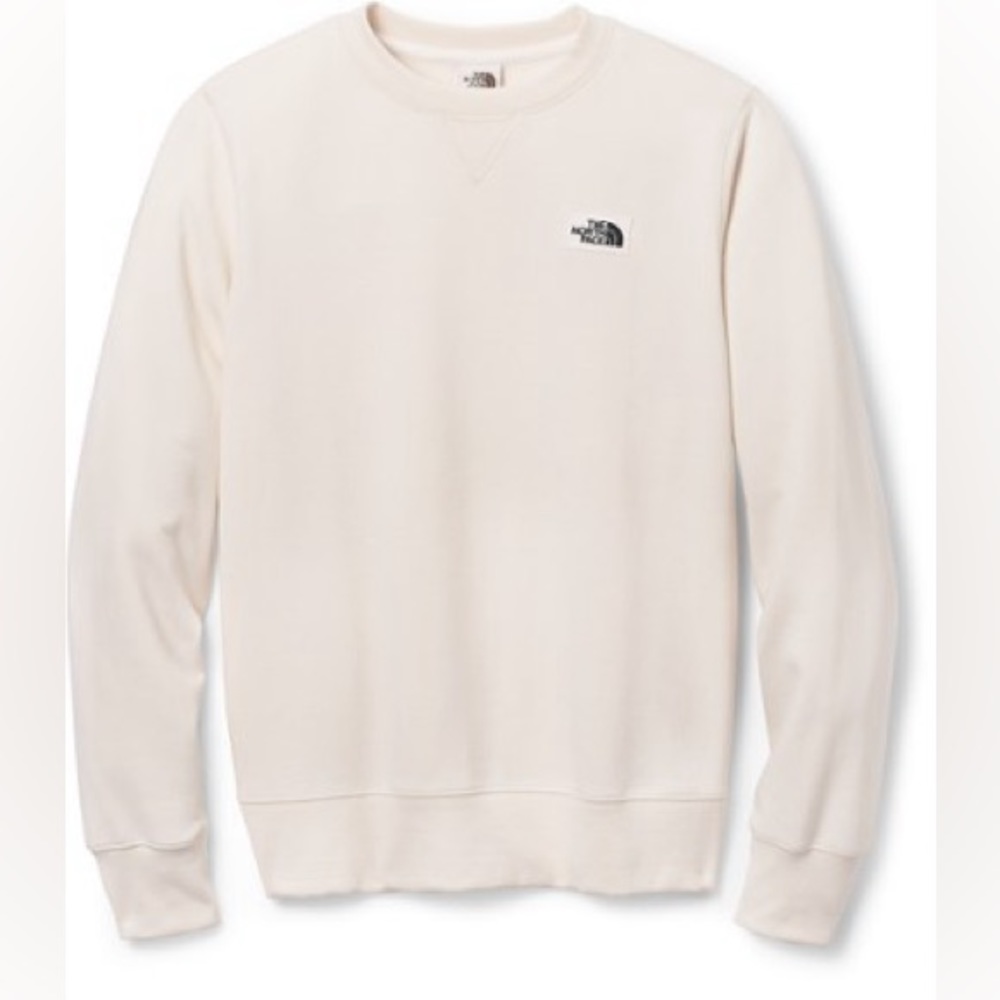 The North Face Cream Crewneck Sweatshirt with Small Black Logo